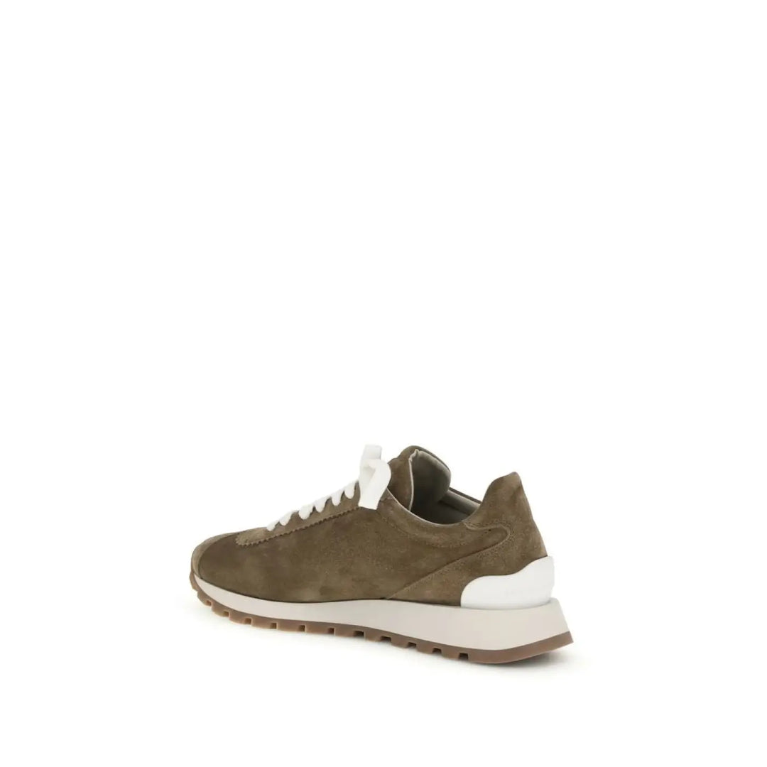 Brunello Cucinelli Brown Calf Leather Bos Taurus Platform Sneakers