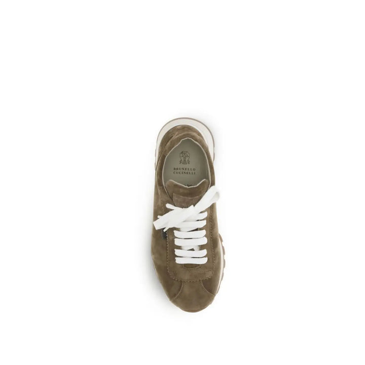 Brunello Cucinelli Brown Calf Leather Bos Taurus Platform Sneakers