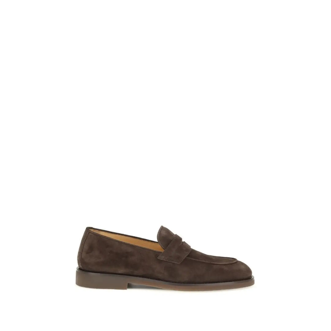 Brunello Cucinelli Brown Calf Leather Bos Taurus Slip-on Loafers