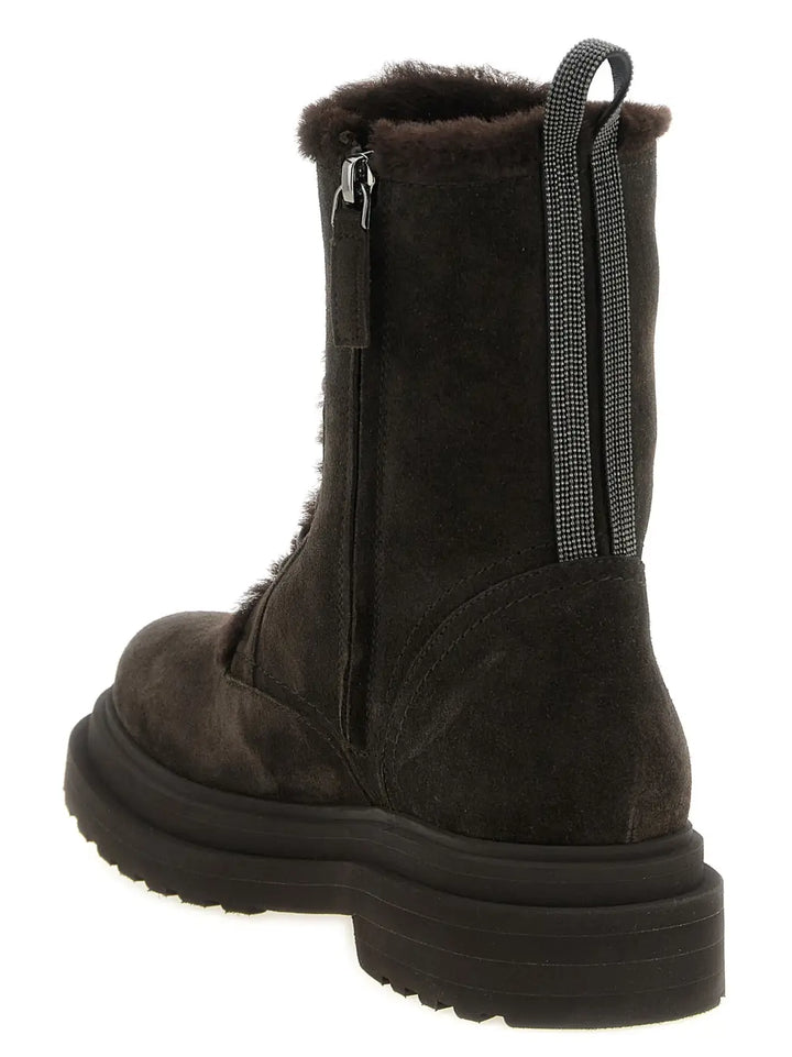 Brunello Cucinelli Brown Calfskin Lace-up Boots