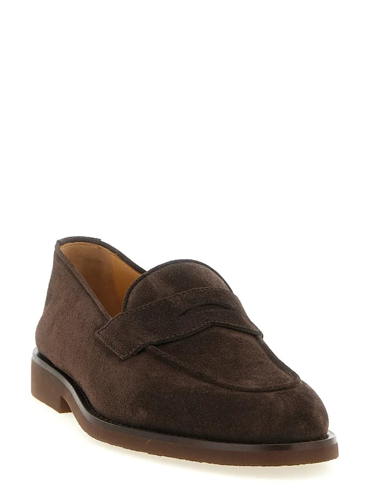 Brunello Cucinelli Brown Calfskin Slip-on Loafers