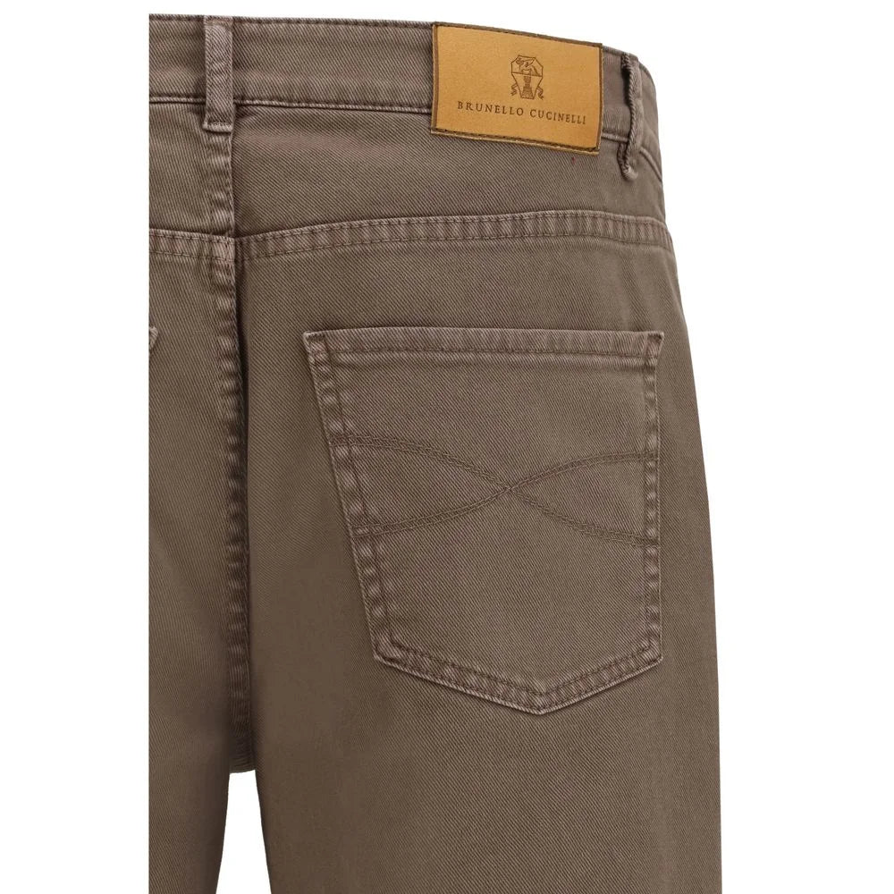 Brunello Cucinelli Brown Cotton Relaxed Fit Jeans