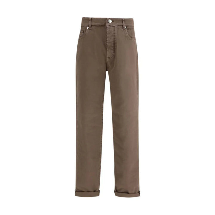 Brunello Cucinelli Brown Cotton Relaxed Fit Jeans
