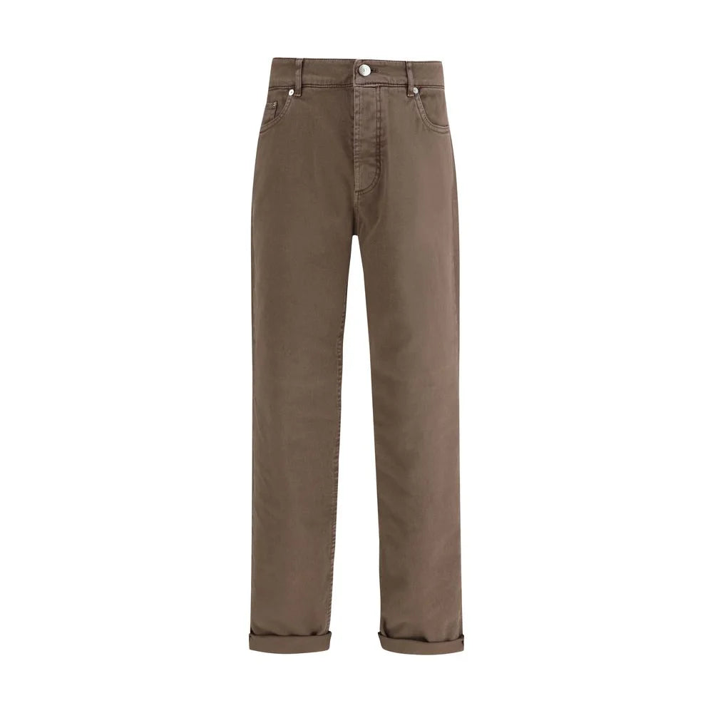 Brunello Cucinelli Brown Cotton Relaxed Fit Jeans