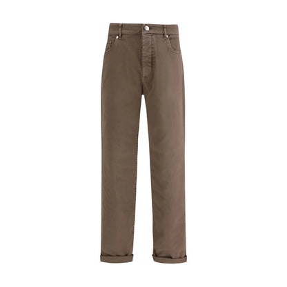 Brunello Cucinelli Brown Cotton Relaxed Fit Jeans