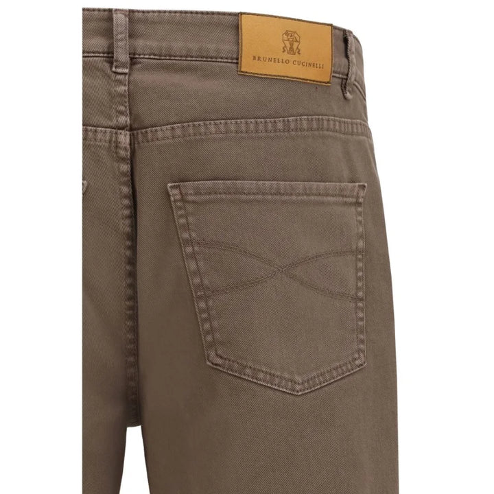 Brunello Cucinelli Brown Cotton Relaxed Fit Jeans
