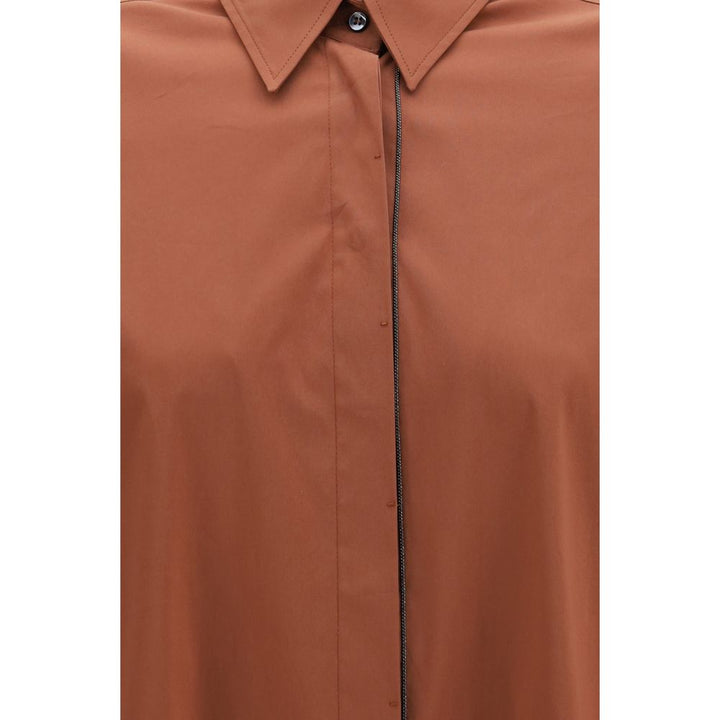 Brunello Cucinelli Shirts - Brown Cotton Shirt