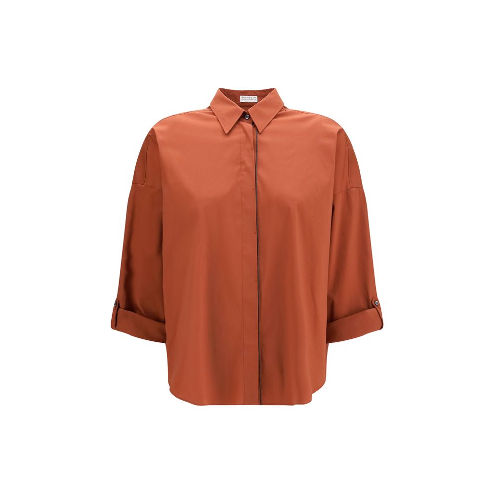 Brunello Cucinelli Shirts - Brown Cotton Shirt