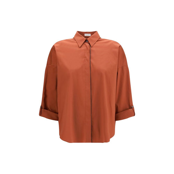 Brunello Cucinelli Shirts - Brown Cotton Shirt