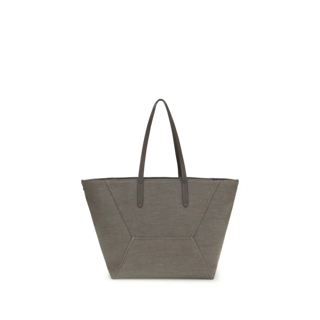 Brunello Cucinelli Brown Cotton Shoulder Bag