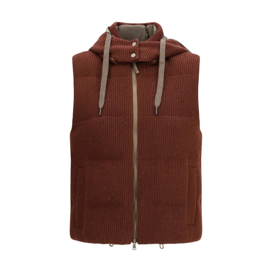 Brunello Cucinelli Brown Cotton Sleveless Jacket