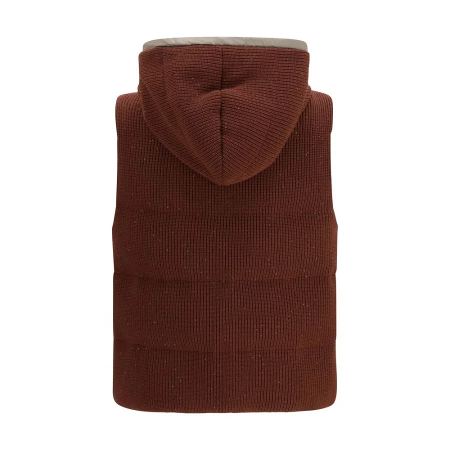 Brunello Cucinelli Brown Cotton Sleveless Jacket