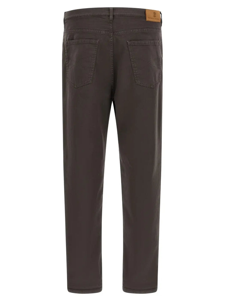 Brunello Cucinelli Brown Cotton Straight-leg Jeans