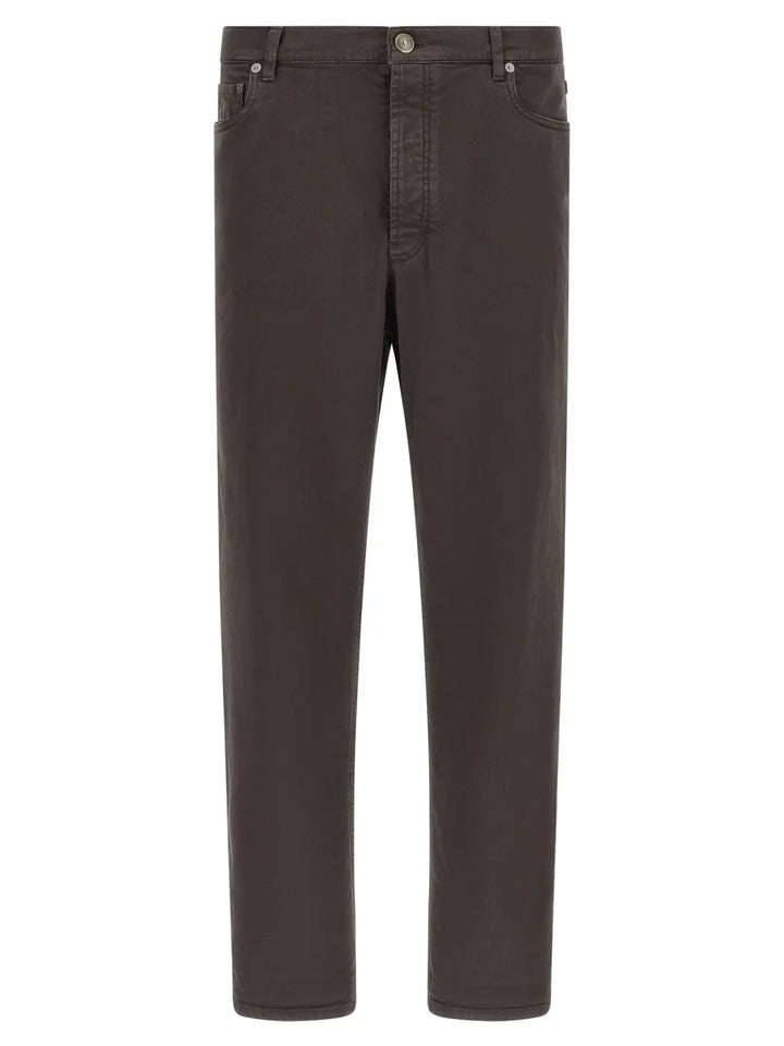Brunello Cucinelli Brown Cotton Straight-leg Jeans
