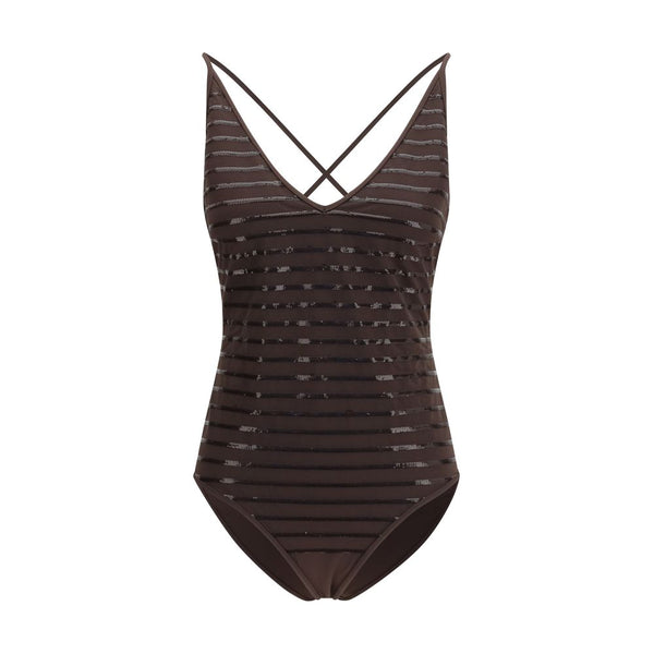 Brunello Cucinelli Brown Nylon One-piece Swimsuit - Women’s Swimsuits