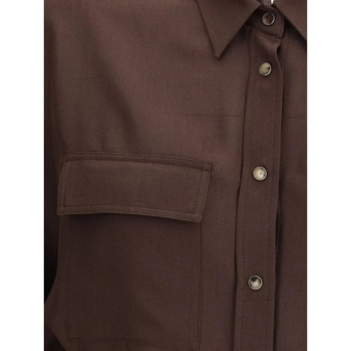 Brunello Cucinelli Brown Polyester Dress Shirt