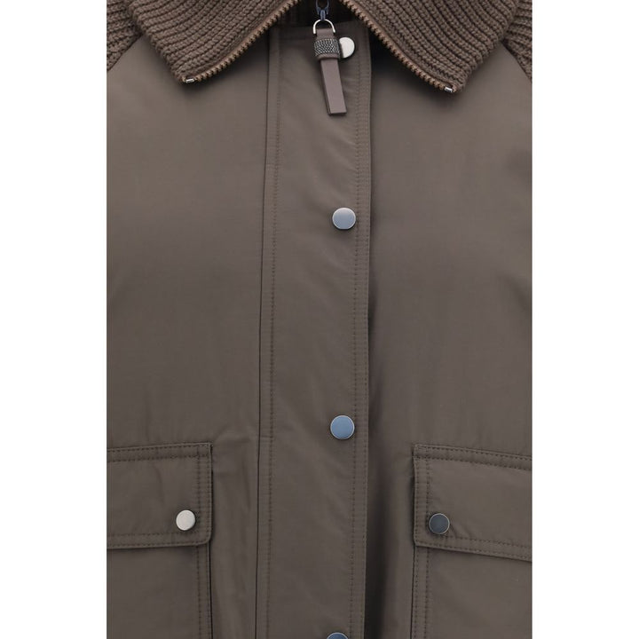 Brunello Cucinelli Puffer Jackets - Brown Polyester Full-Length Jacket