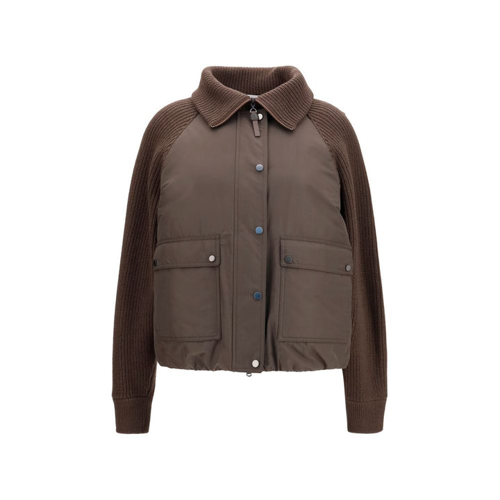 Brunello Cucinelli Puffer Jackets - Brown Polyester Full-Length Jacket