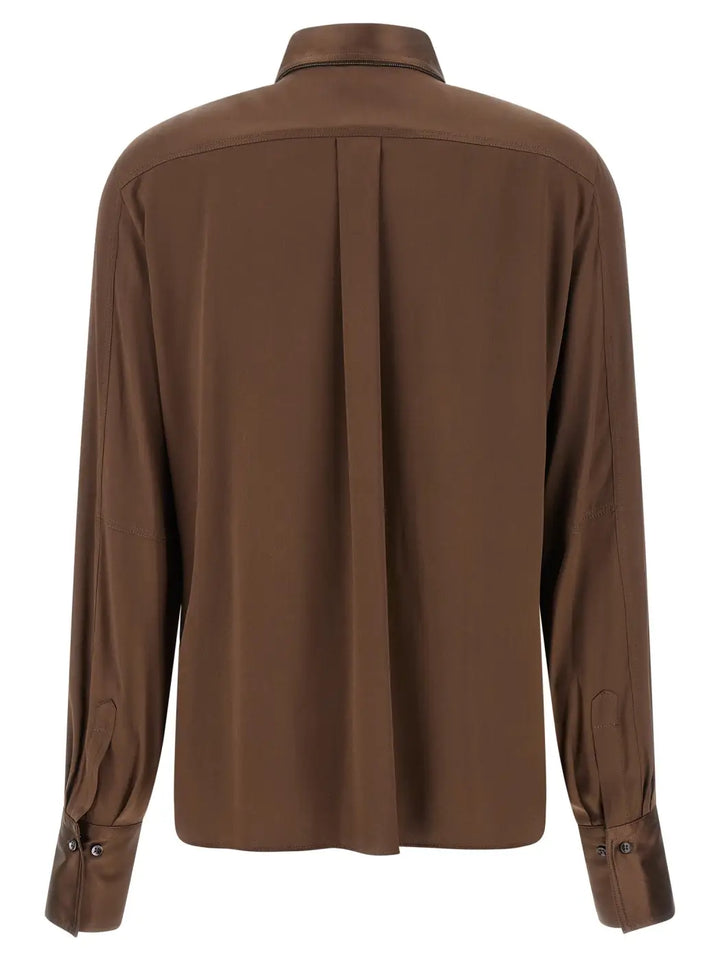 Brunello Cucinelli Brown Silk Blouse