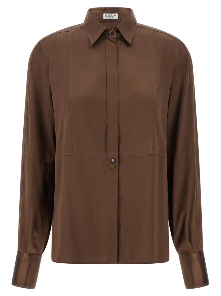 Brunello Cucinelli Brown Silk Blouse