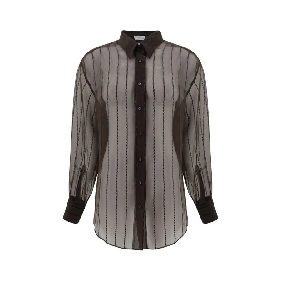 Brunello Cucinelli Brown Silk Blouse