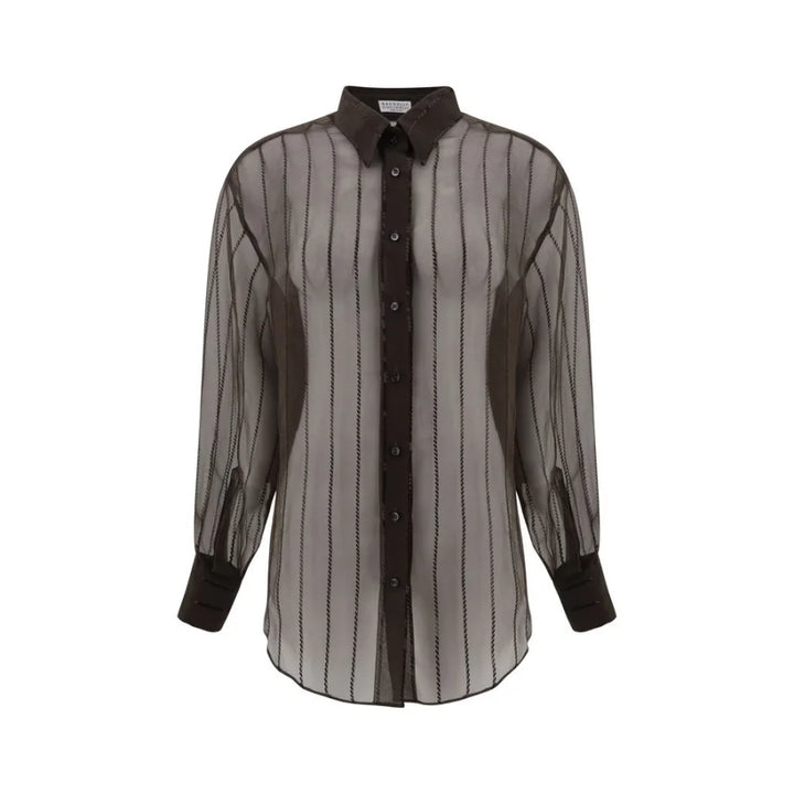Brunello Cucinelli Brown Silk Blouse