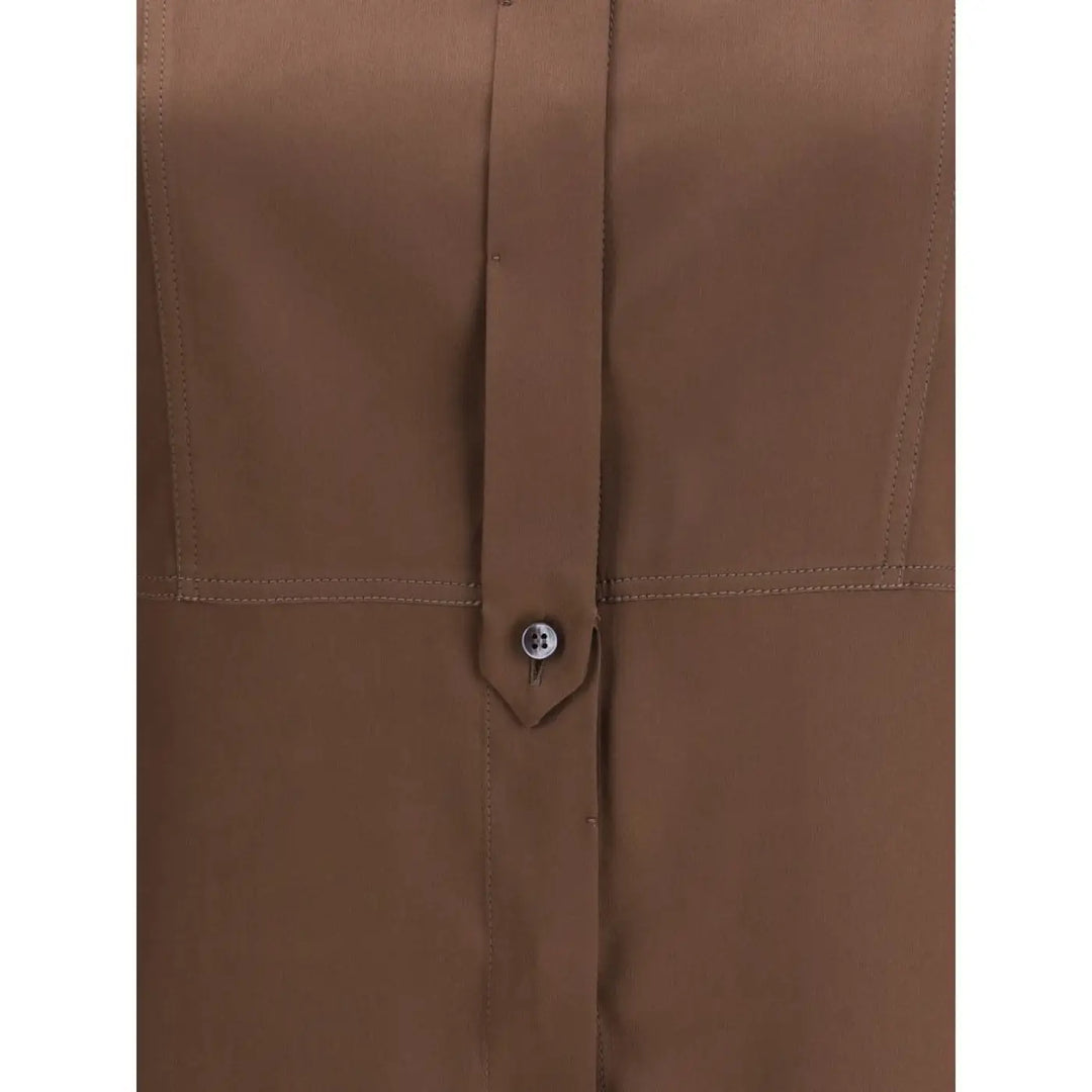 Brunello Cucinelli Brown Silk Dress Shirt