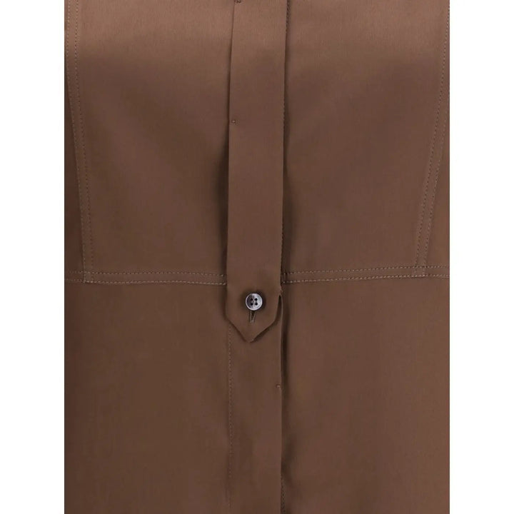 Brunello Cucinelli Brown Silk Dress Shirt