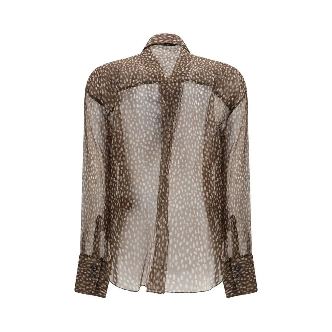 Brunello Cucinelli Brown Silk Pattern Shirt