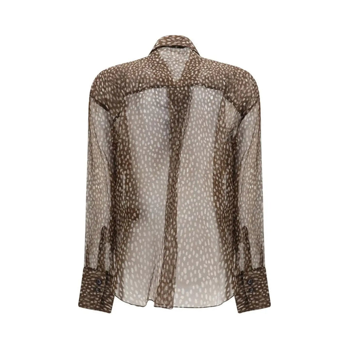 Brunello Cucinelli Brown Silk Pattern Shirt