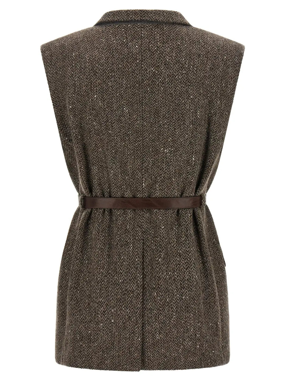 Brunello Cucinelli Brown Virgin Wool Sleeveless Jacket