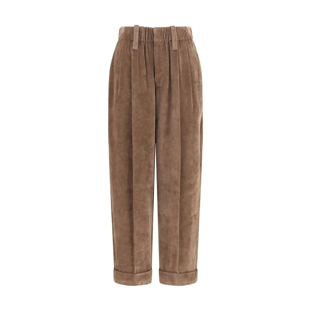 Brunello Cucinelli Brown Viscose Casual Pants