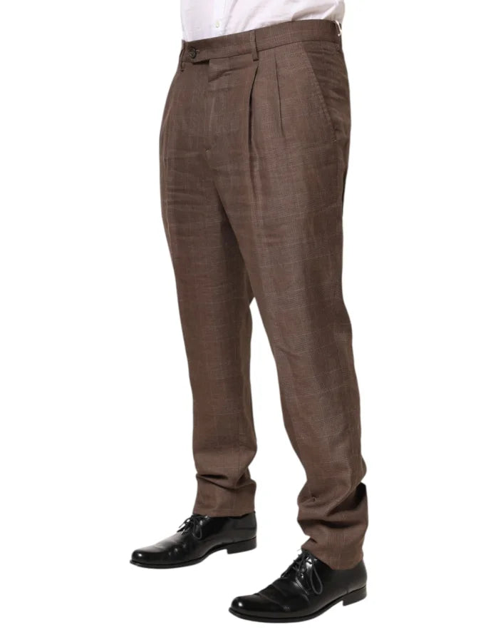 Brunello Cucinelli Brown Wool Mid Waist Dress Trouser Pants