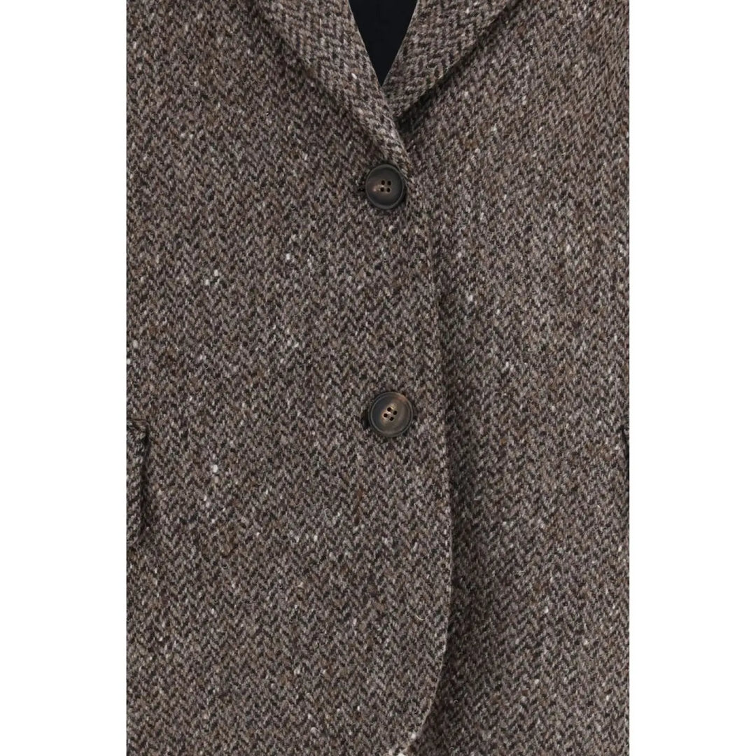 Brunello Cucinelli Brown Wool Oves Aries Biker Jacket