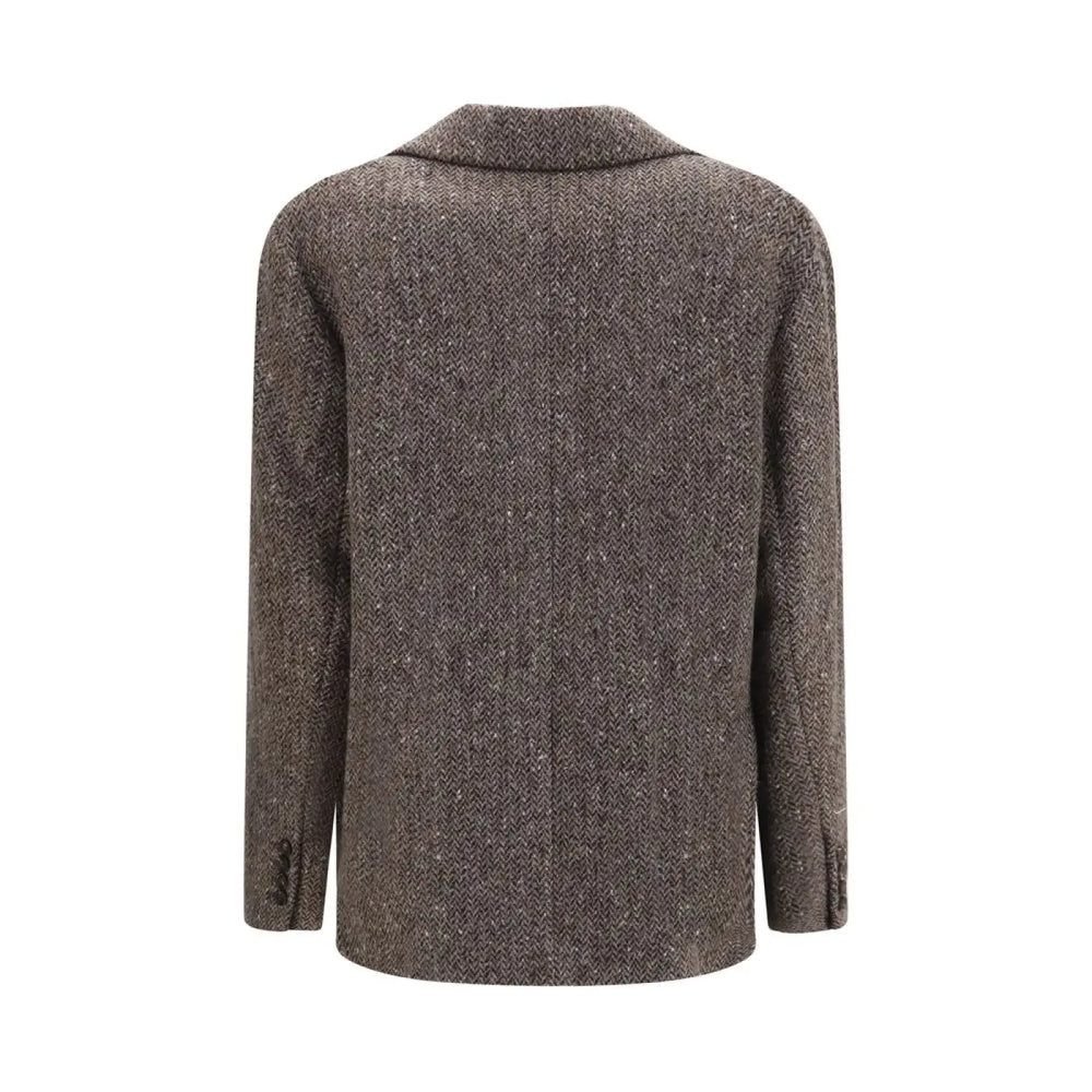 Brunello Cucinelli Brown Wool Oves Aries Biker Jacket