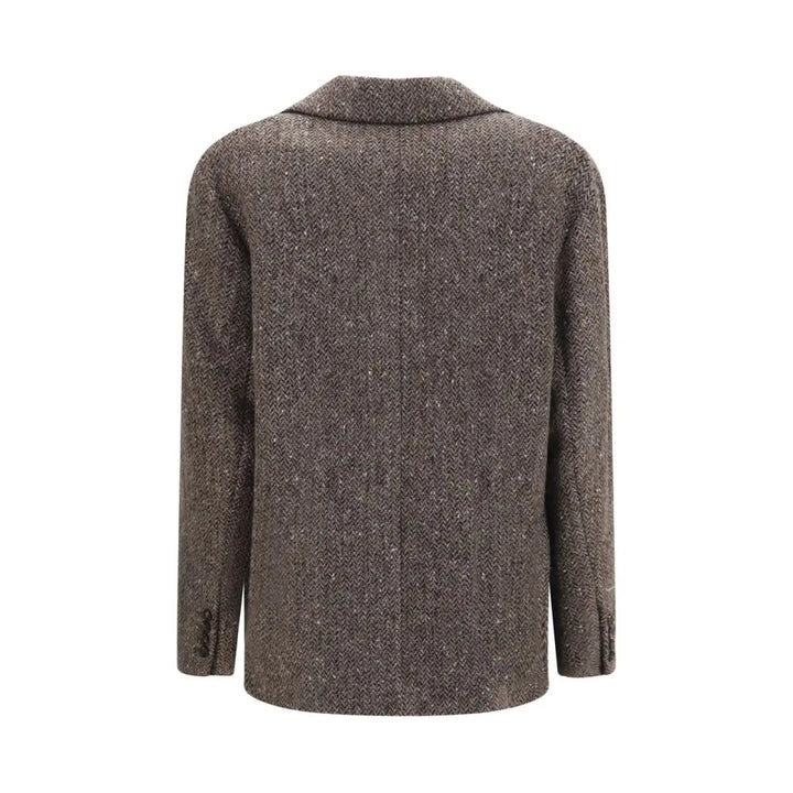 Brunello Cucinelli Brown Wool Oves Aries Biker Jacket