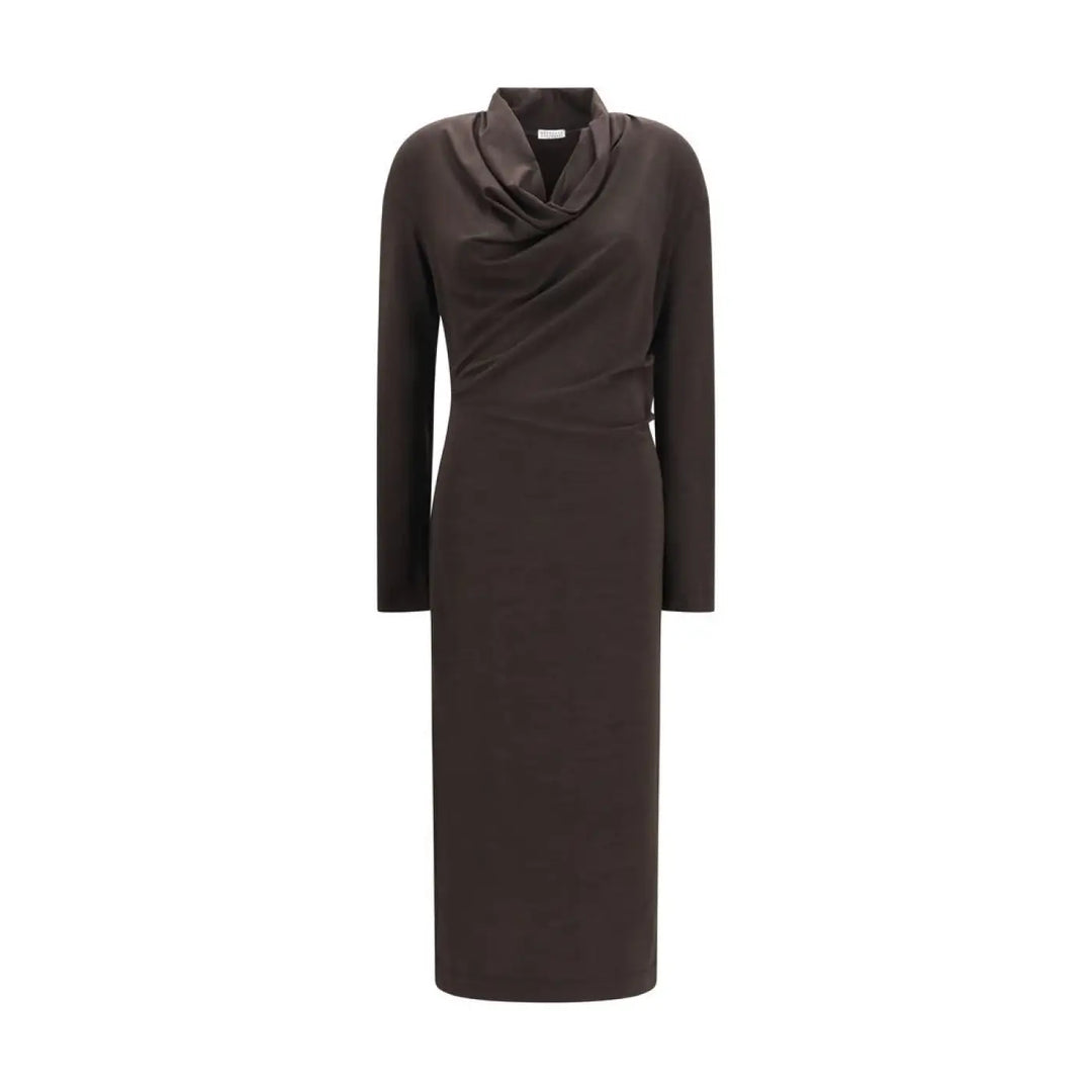 Brunello Cucinelli Brown Wool Oves Aries Casual Dress