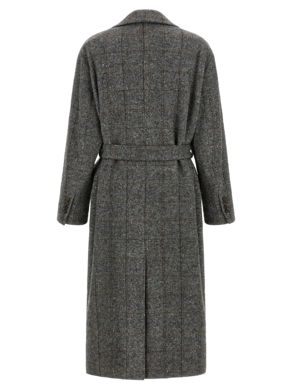 Brunello Cucinelli Gray Alpaca Leather Coat