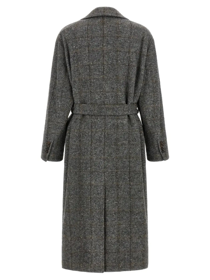 Brunello Cucinelli Gray Alpaca Leather Coat