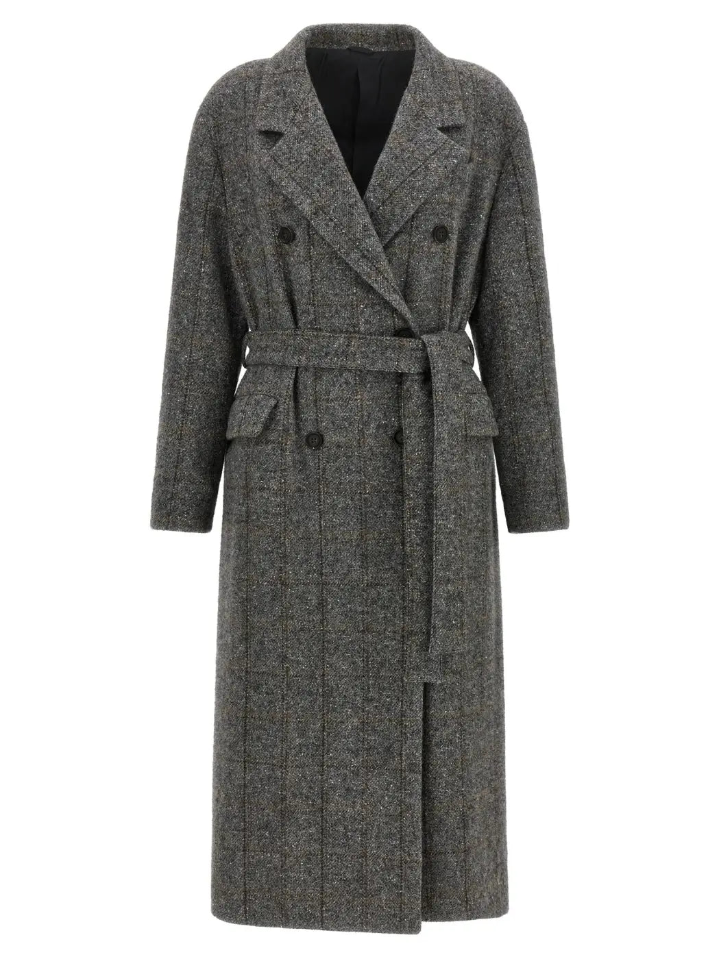 Brunello Cucinelli Gray Alpaca Leather Coat