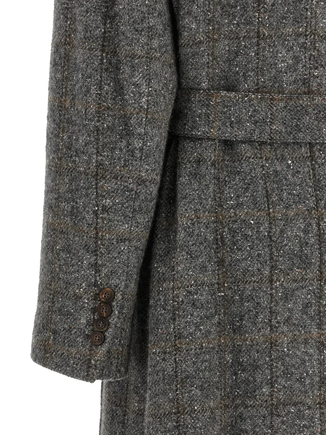 Brunello Cucinelli Gray Alpaca Leather Coat