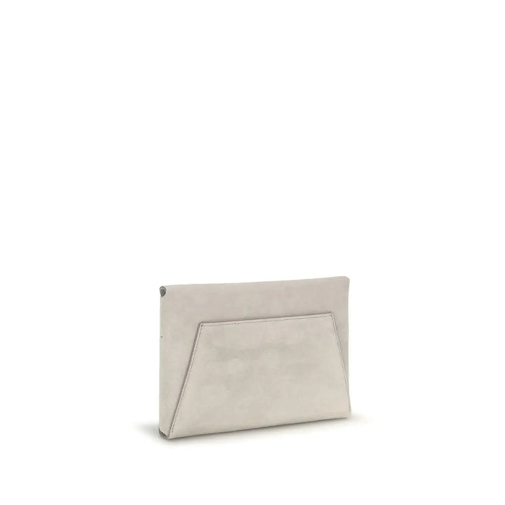 Brunello Cucinelli Gray Calf Leather Bos Taurus Clutch Bag