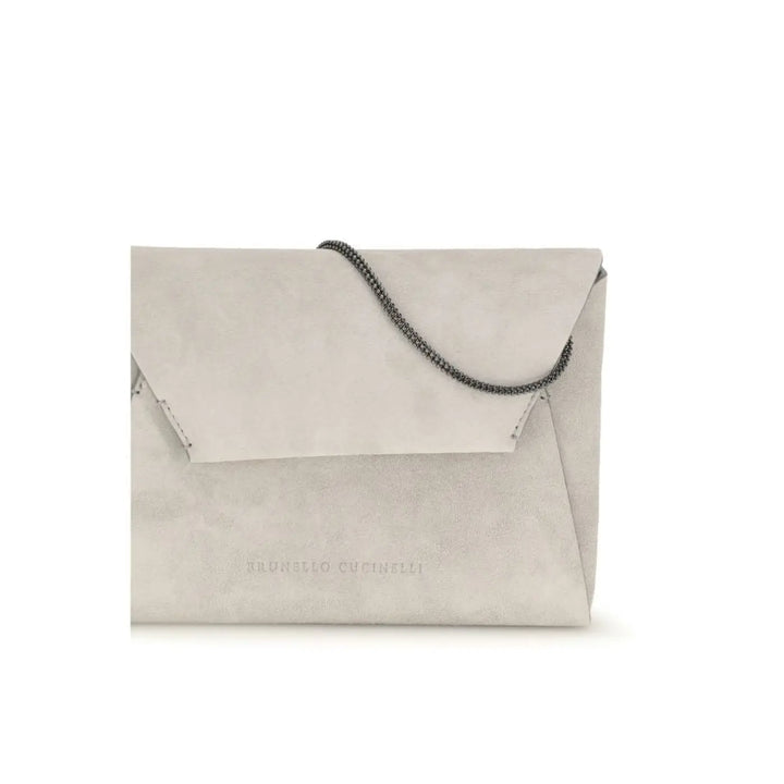 Brunello Cucinelli Gray Calf Leather Bos Taurus Clutch Bag