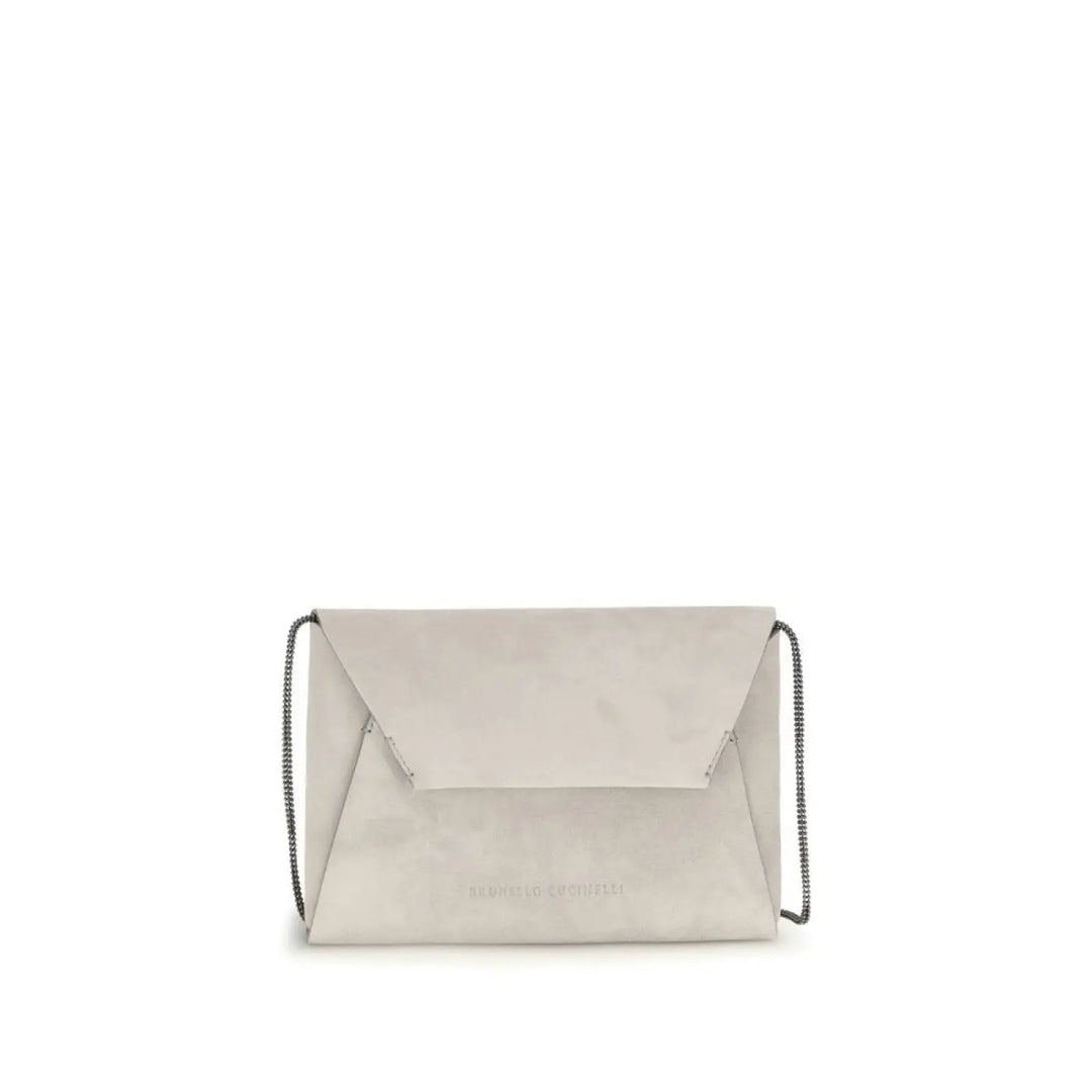 Brunello Cucinelli Gray Calf Leather Bos Taurus Clutch Bag
