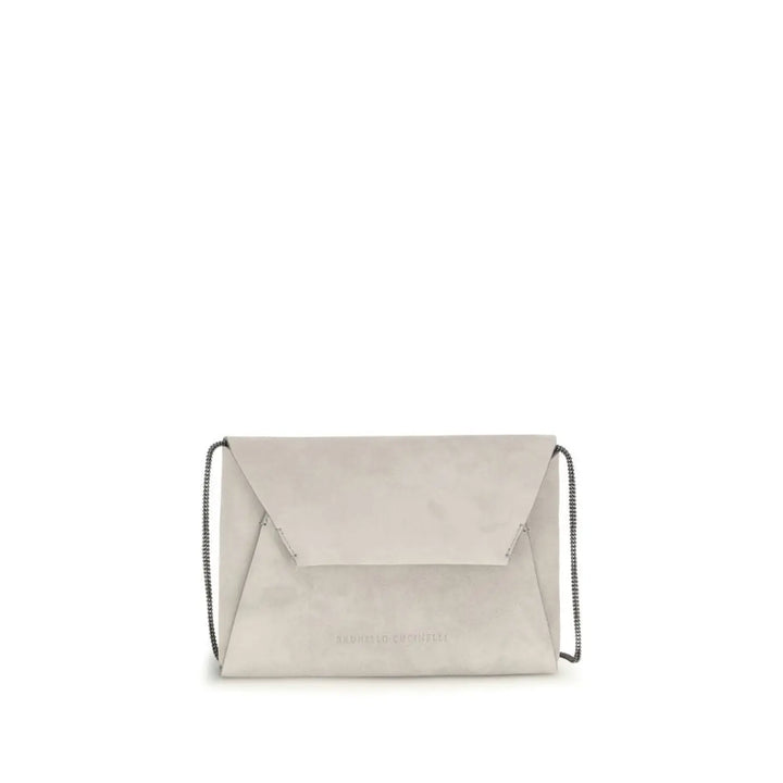 Brunello Cucinelli Gray Calf Leather Bos Taurus Clutch Bag