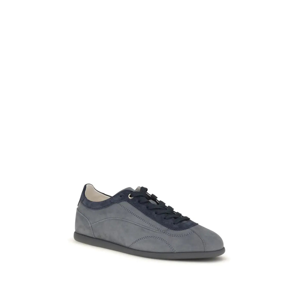 Brunello Cucinelli Gray Calf Leather Bos Taurus Low Top Sneakers