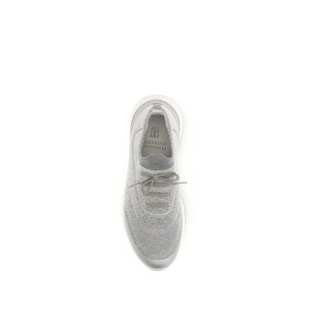 Brunello Cucinelli Gray Cotton Athletic Sneakers