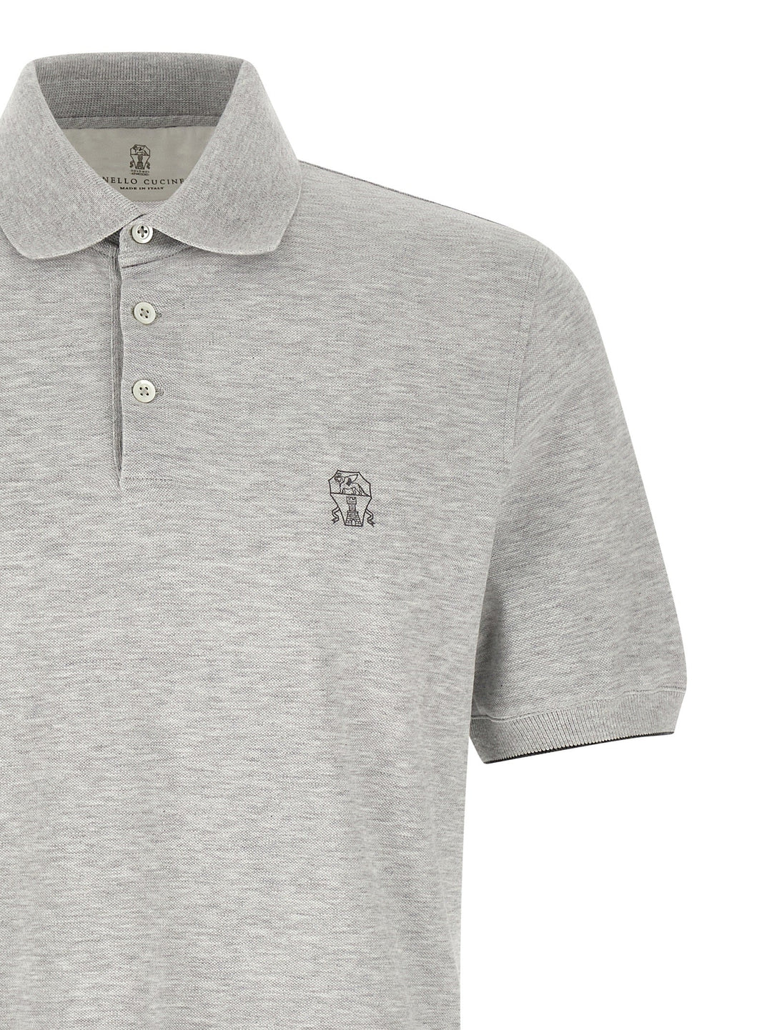 Brunello Cucinelli Gray Cotton Polo Shirt