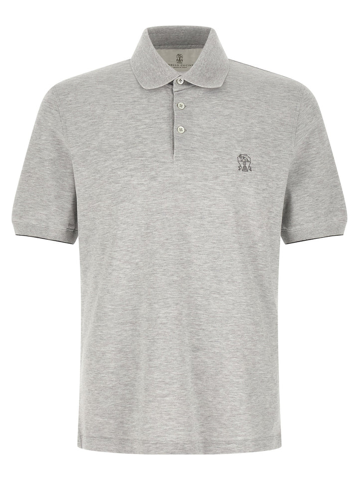 Brunello Cucinelli Gray Cotton Polo Shirt
