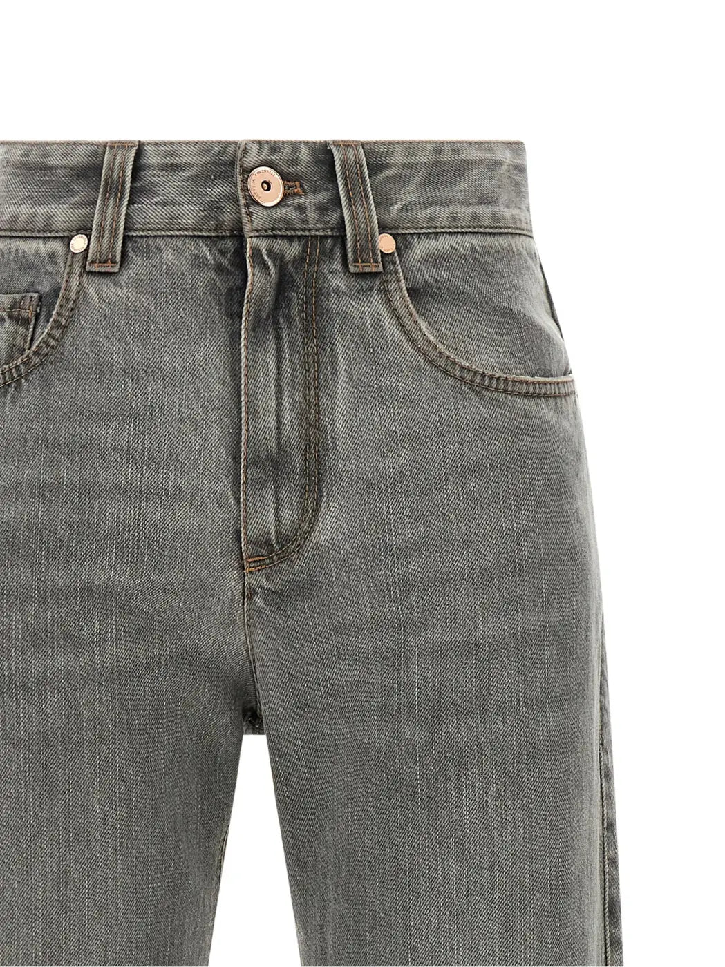 Brunello Cucinelli Gray Cotton Straight-leg Jeans